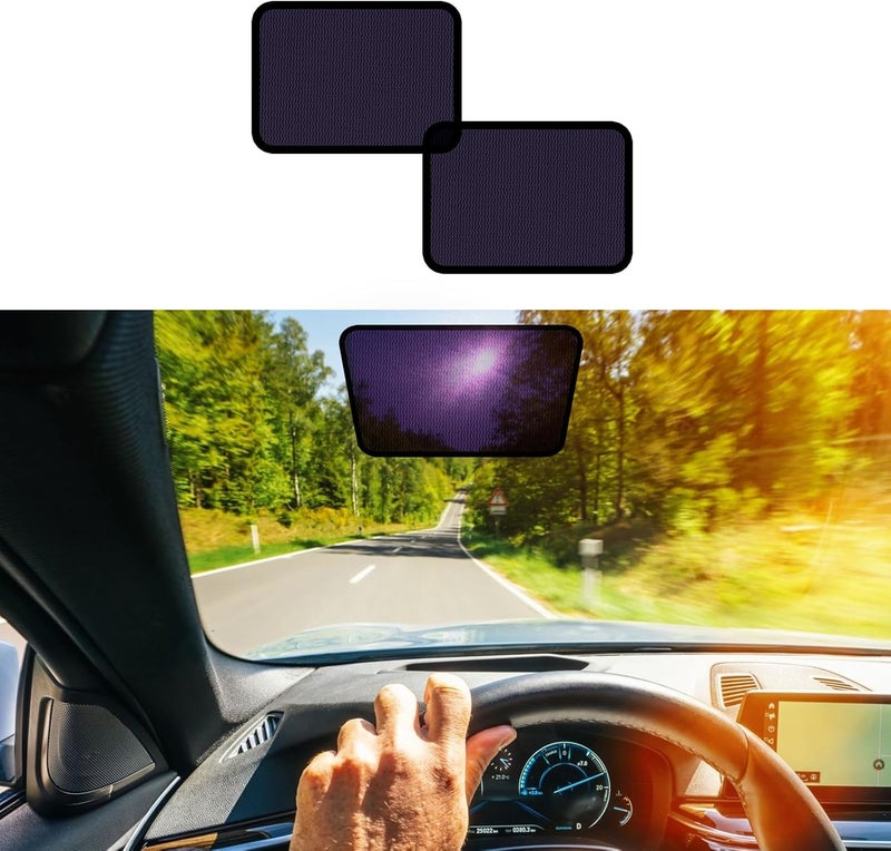 KOCZIL Square Static Cling Car Window Shades for Windshield & Side Windows – Universal Fit (9.84" x 7.09") Driver Side Window Sunshade, Glare-Reducing Window Cover with Durable Mesh & Dark PVC Film - Image 1